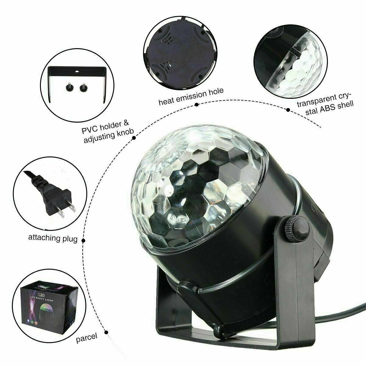 Sound-Activated Disco Ball LED Party Light